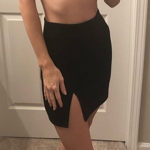 Black Side Slit Mini Skirt